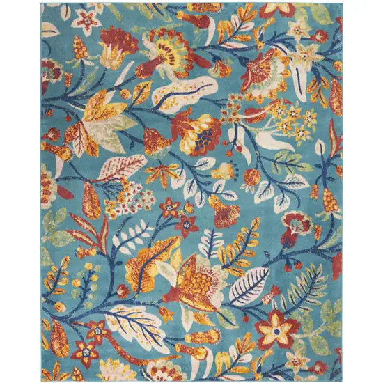 Aqua Floral Power Loom Area Rug Photo 2