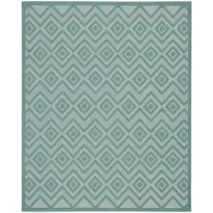 Photo of Aqua Geometric Flatweave Area Rug