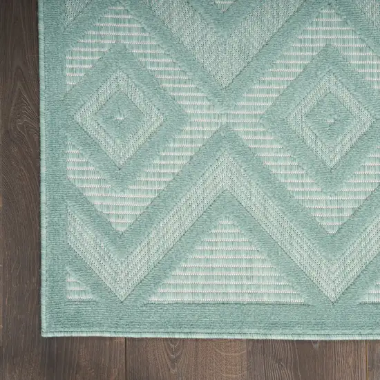 Aqua Geometric Flatweave Area Rug Photo 9