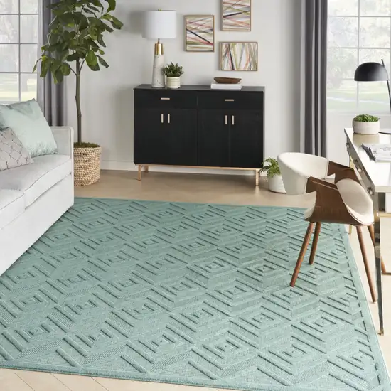 Aqua Geometric Flatweave Area Rug Photo 5