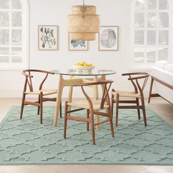 Aqua Geometric Flatweave Area Rug Photo 8