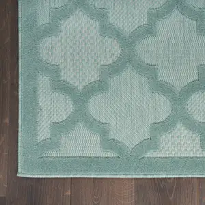 Photo of Aqua Geometric Flatweave Area Rug