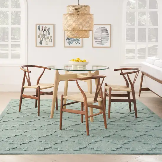 Aqua Geometric Flatweave Area Rug Photo 7