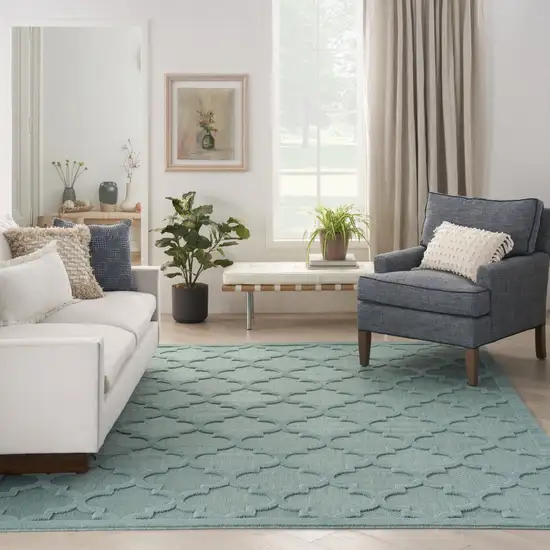 Aqua Geometric Flatweave Area Rug Photo 6