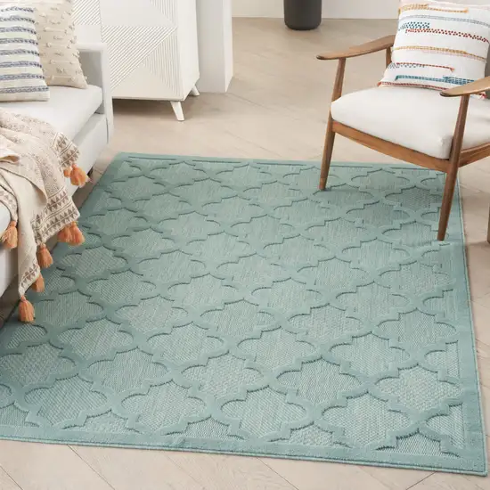 Aqua Geometric Flatweave Area Rug Photo 5