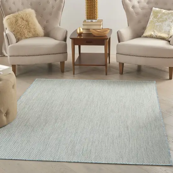 Aqua Geometric Power Loom Area Rug Photo 4