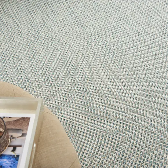 Aqua Geometric Power Loom Area Rug Photo 7