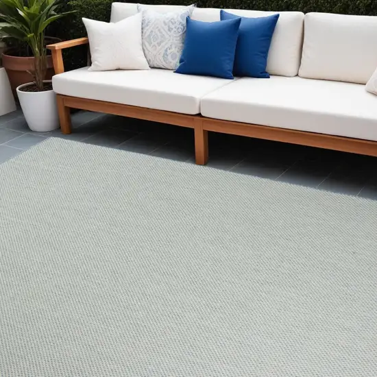 Aqua and Ivory Indoor Outdoor Area Rug Photo 1