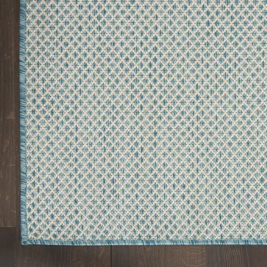 Aqua and Ivory Indoor Outdoor Area Rug Photo 6