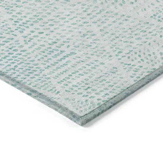 Aqua Geometric Washable Non Skid Indoor Outdoor Area Rug Photo 4