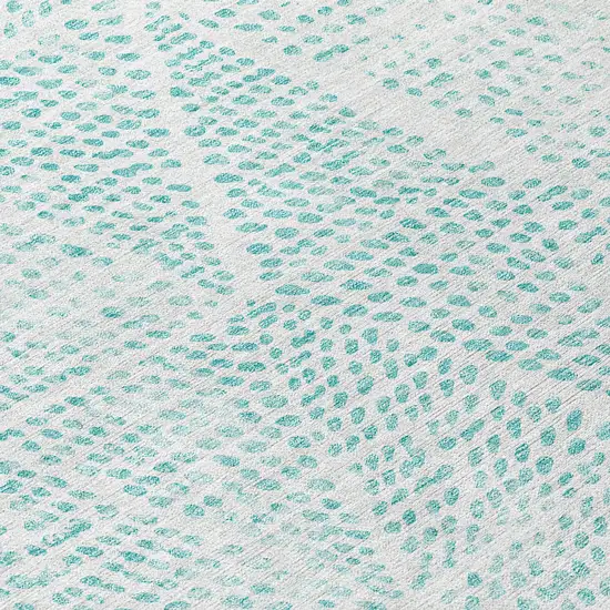 Aqua Geometric Washable Non Skid Indoor Outdoor Area Rug Photo 9