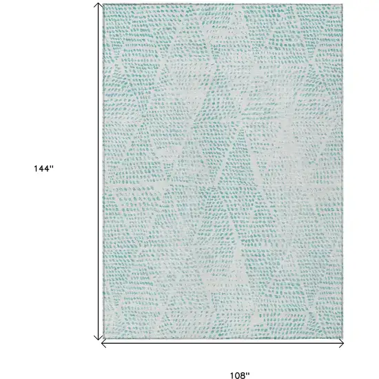 Aqua Geometric Washable Non Skid Indoor Outdoor Area Rug Photo 7