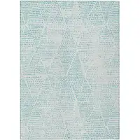 Photo of Aqua Geometric Washable Non Skid Indoor Outdoor Area Rug