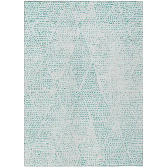 Aqua Geometric Washable Non Skid Indoor Outdoor Area Rug Photo 1