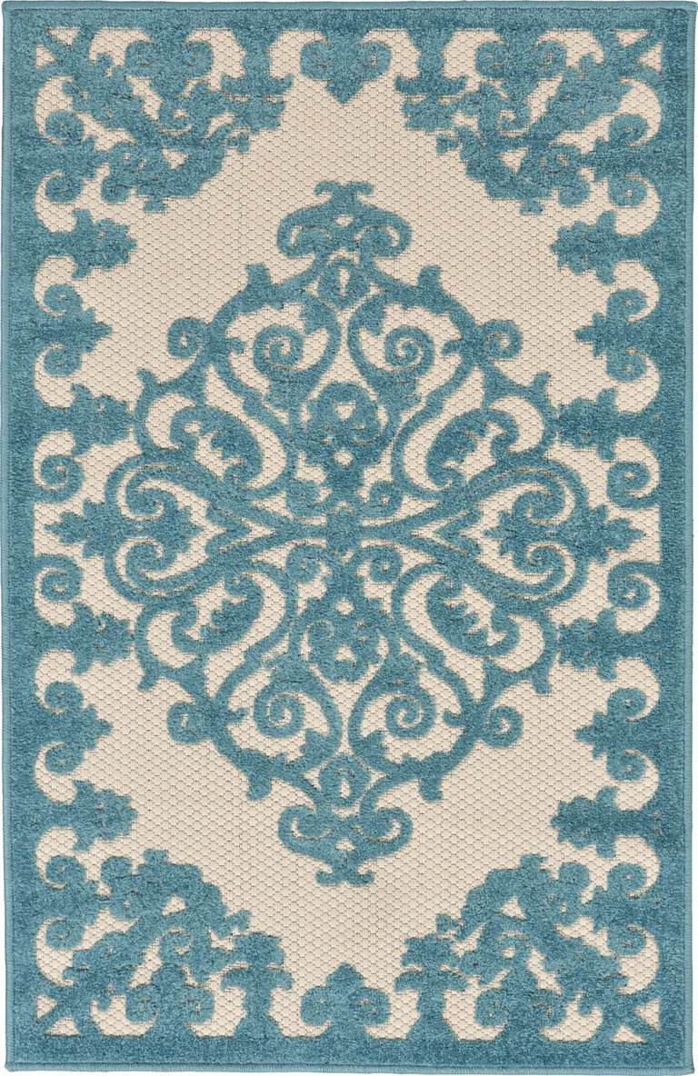 Aqua Medallion Indoor Outdoor Area Rug Photo 1