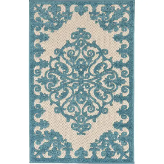 Aqua Medallion Indoor Outdoor Area Rug Photo 1