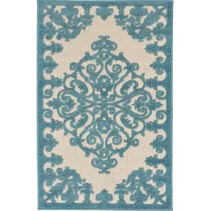 Photo of Aqua Medallion Indoor Outdoor Area Rug