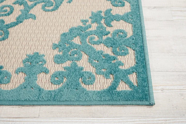 Aqua Medallion Indoor Outdoor Area Rug Photo 5