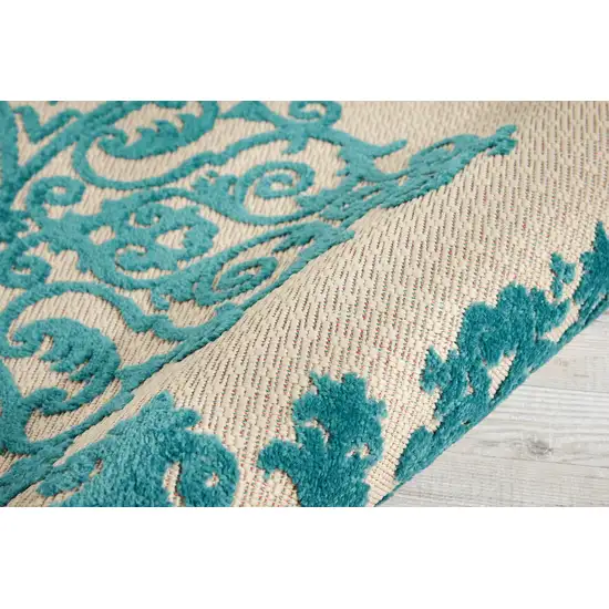 Aqua Damask Indoor Outdoor Area Rug Photo 3