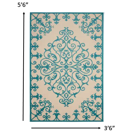 Aqua Medallion Indoor Outdoor Area Rug Photo 2