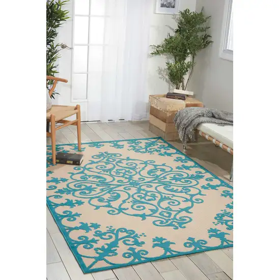 Aqua Medallion Indoor Outdoor Area Rug Photo 5