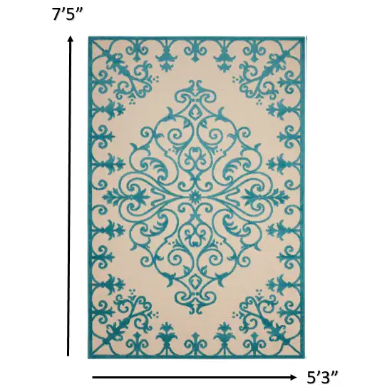 Aqua Medallion Indoor Outdoor Area Rug Photo 3