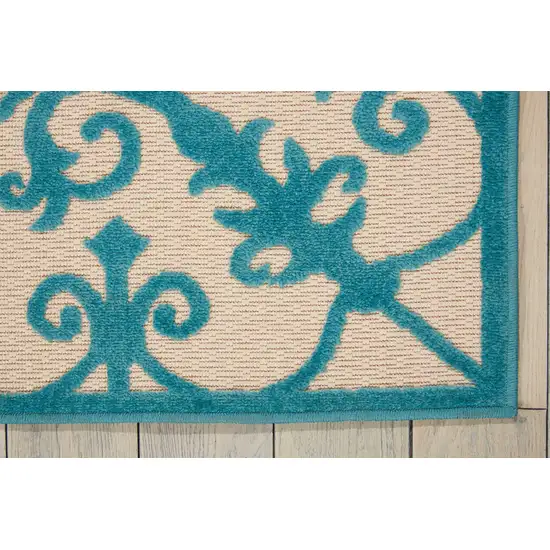 Aqua Damask Indoor Outdoor Area Rug Photo 3