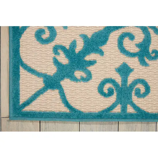 Aqua Damask Indoor Outdoor Area Rug Photo 3