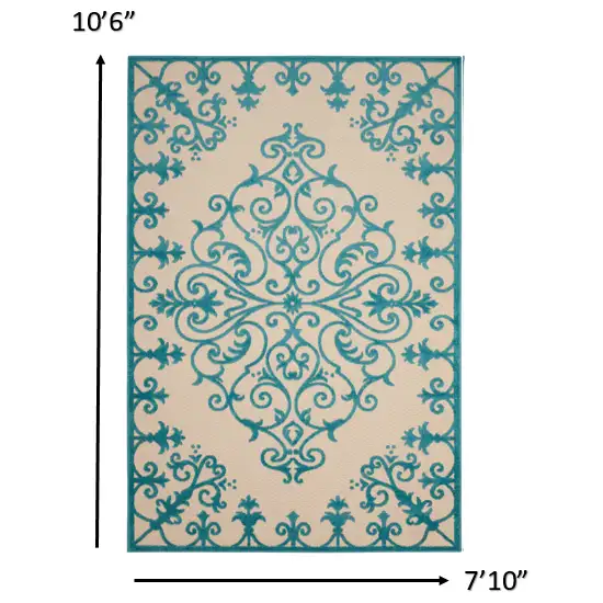 Aqua Medallion Indoor Outdoor Area Rug Photo 2