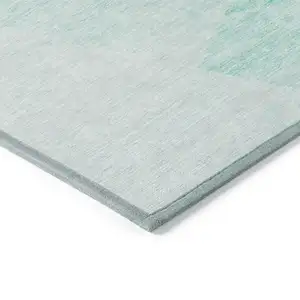 Photo of Aqua Sky Blue And Ivory Abstract Washable Indoor Outdoor Area Rug