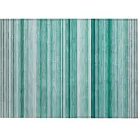 Photo of Aqua Striped Washable Non Skid Indoor Outdoor Area Rug