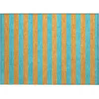 Photo of Aqua Striped Washable Non Skid Indoor Outdoor Area Rug