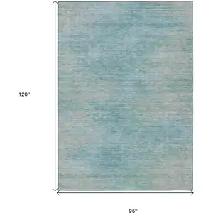 Photo of Aqua Teal Blue And Gray Abstract Washable Indoor Outdoor Area Rug