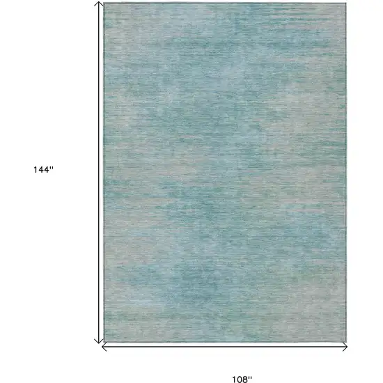 Aqua Teal Blue And Gray Abstract Washable Indoor Outdoor Area Rug Photo 3