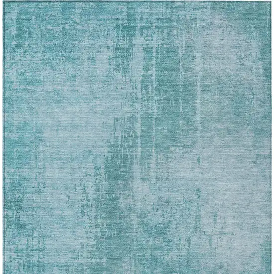 Aqua Teal Blue And Gray Abstract Washable Indoor Outdoor Area Rug Photo 5