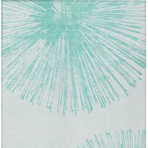 Photo of Aquamarine And Ivory Abstract Washable Indoor Outdoor Area Rug