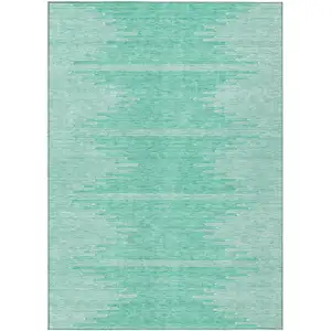 Photo of Aquamarine And Ivory Abstract Washable Indoor Outdoor Area Rug