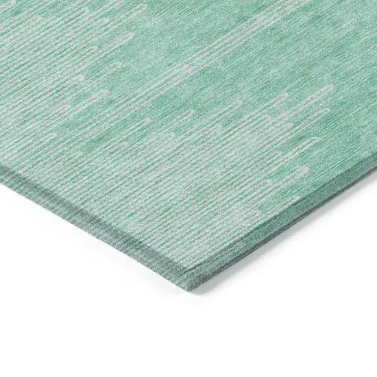 Aquamarine And Ivory Abstract Washable Indoor Outdoor Area Rug Photo 5