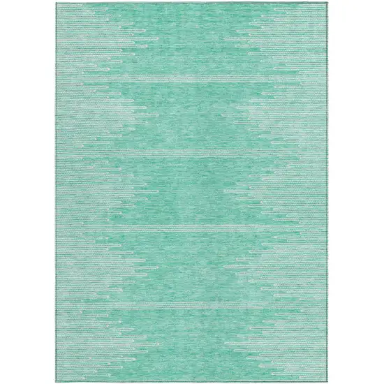 Aquamarine And Ivory Abstract Washable Indoor Outdoor Area Rug Photo 7