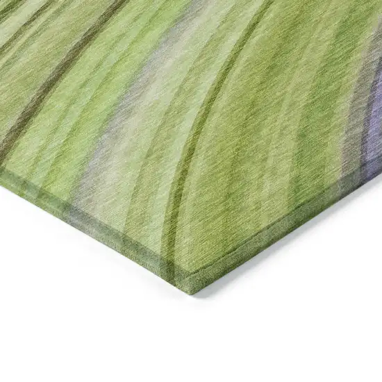 Artichoke Green Abstract Washable Non Skid Indoor Outdoor Area Rug Photo 5