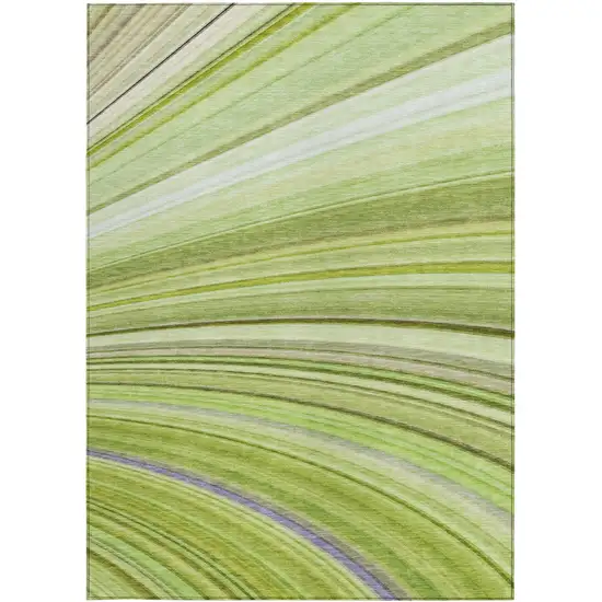 Artichoke Green Abstract Washable Non Skid Indoor Outdoor Area Rug Photo 6