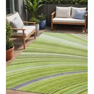 Photo of Artichoke Green Abstract Washable Non Skid Indoor Outdoor Area Rug