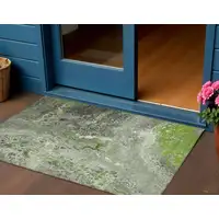 Photo of Artichoke Green Abstract Washable Non Skid Indoor Outdoor Area Rug