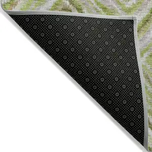 Photo of Artichoke Green And Brown Geometric Washable Indoor Outdoor Area Rug