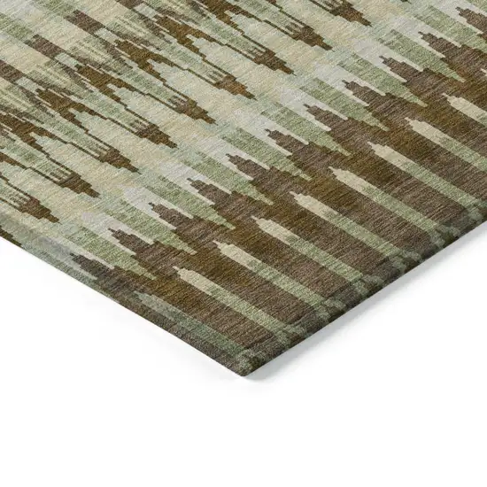 Artichoke Green And Brown Southwestern Washable Indoor Outdoor Area Rug Photo 4