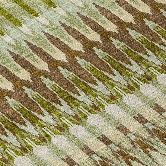 Artichoke Green And Brown Southwestern Washable Indoor Outdoor Area Rug Photo 5