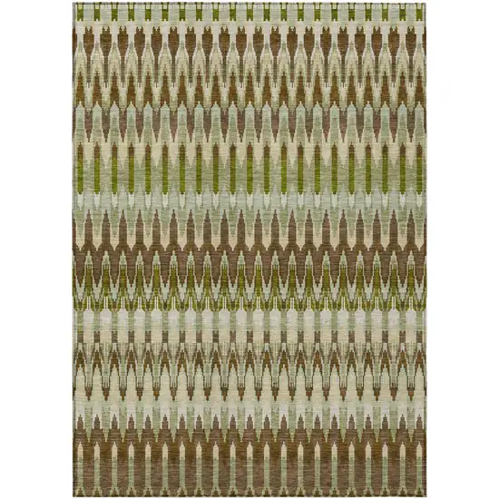 Artichoke Green And Brown Southwestern Washable Indoor Outdoor Area Rug Photo 2