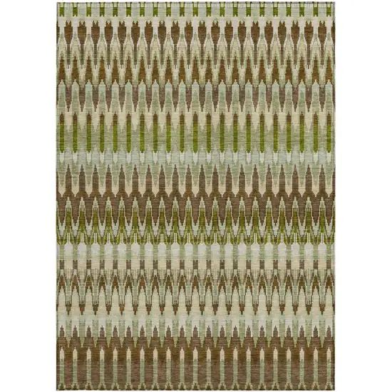 Artichoke Green And Brown Southwestern Washable Indoor Outdoor Area Rug Photo 7