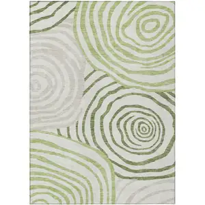 Photo of Artichoke Green And Fern Green Abstract Washable Indoor Outdoor Area Rug