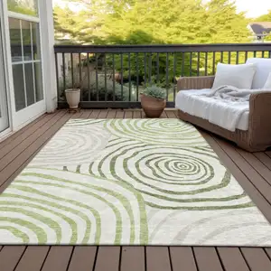 Photo of Artichoke Green And Fern Green Abstract Washable Indoor Outdoor Area Rug